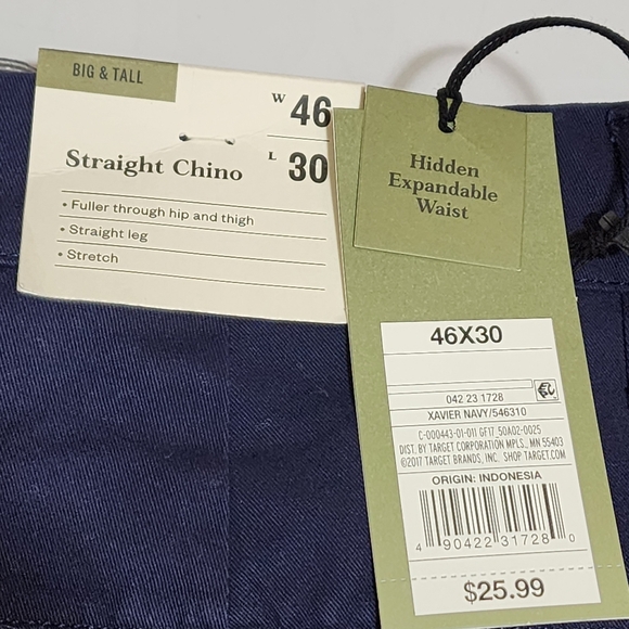 New- Goodfellow & Co Men's 46x30 Pants Chino Straight Blue 46 X 30 - Picture 9 of 10
